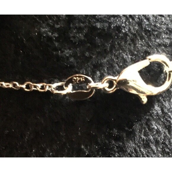 Fashion Double G Heart Clear Stones Charm On 20” .925 Silver Dainty Necklace GUC - Picture 6 of 9